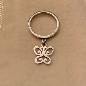 James Avery dangle silver ring with spring butterfly. Size 3.5